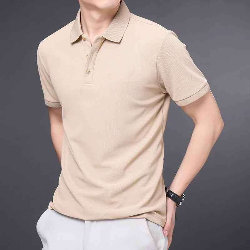 Men's Plain Short-Sleeve Polo Shirt – Summer Casual & Business Wear, Lightweight and Comfortable