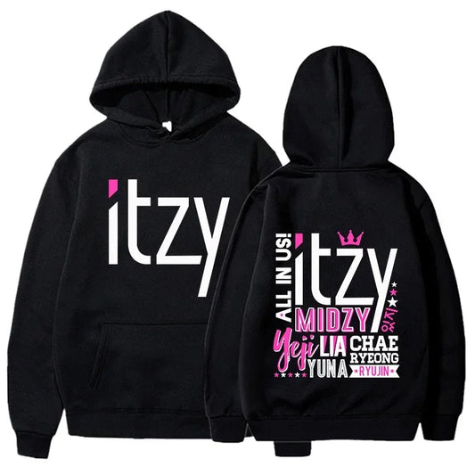 Unisex Kpop ITZY Hoodie – Casual Long Sleeve Printed Sweatshirt for Men & Women | Autumn/Winter Korean Fashion Pullover
