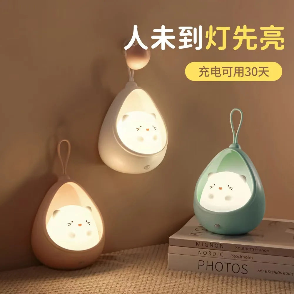 USB Rechargeable Silicone LED Night Light with Motion Sensor – Cute Animal Design for Kids' Bedroom or Nursery Wall