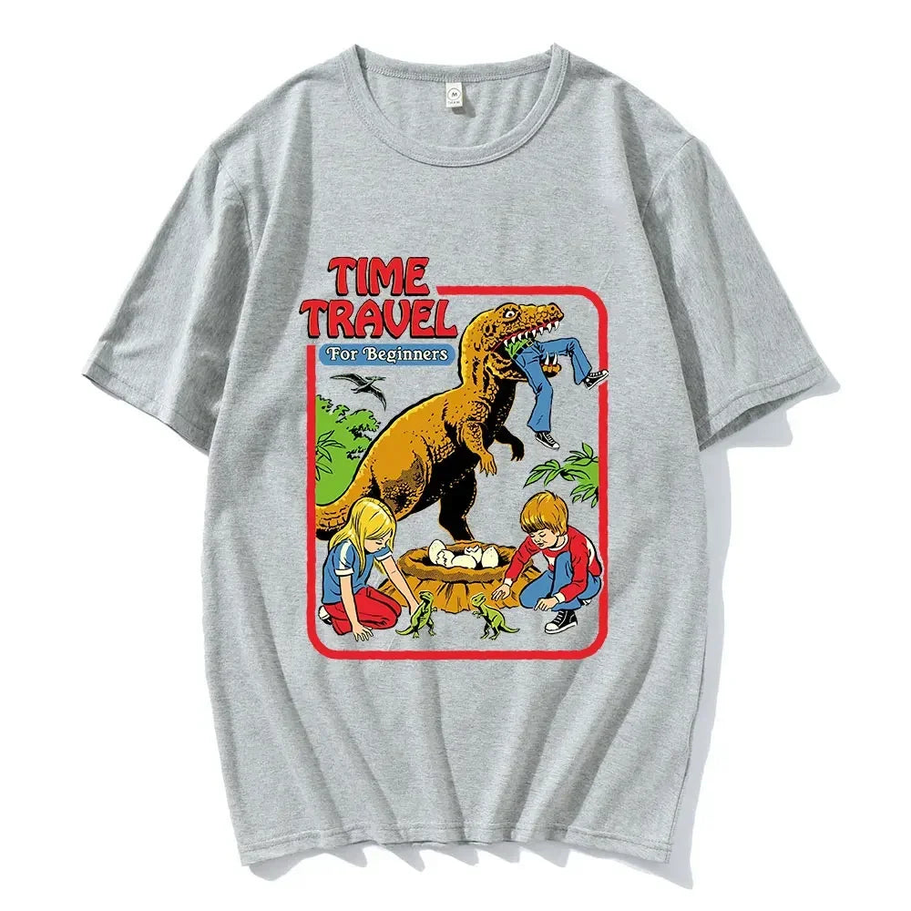 Beginner's Time Travel Graphic Tee – Oversized Unisex Cotton T-shirt for Casual, Gothic, and Streetwear Style