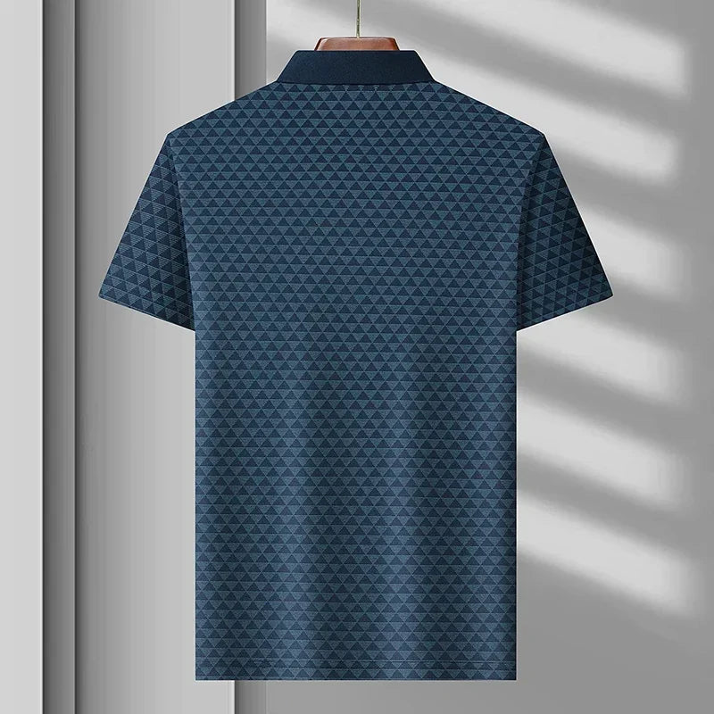 Men’s Breathable Ice Silk Polo Shirt – Seamless Short Sleeve Business Casual Summer Top