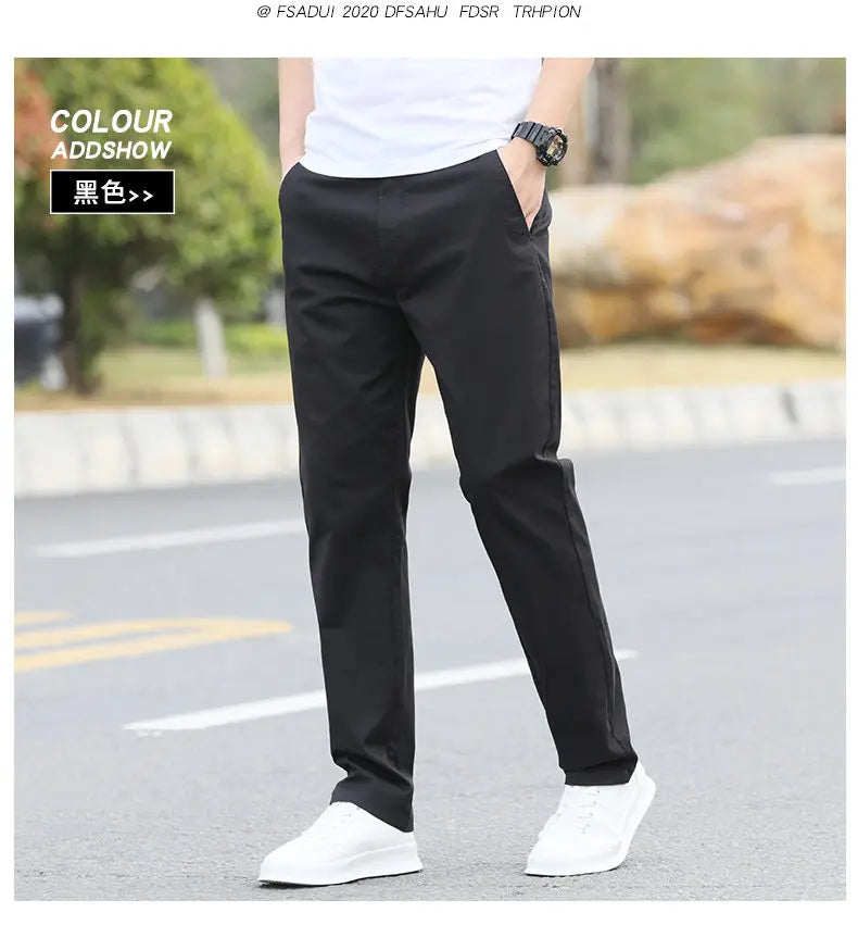 Men's Premium Cotton Chino Pants – Breathable Straight-Leg Casual Trousers (Waist Sizes 28 to 40)