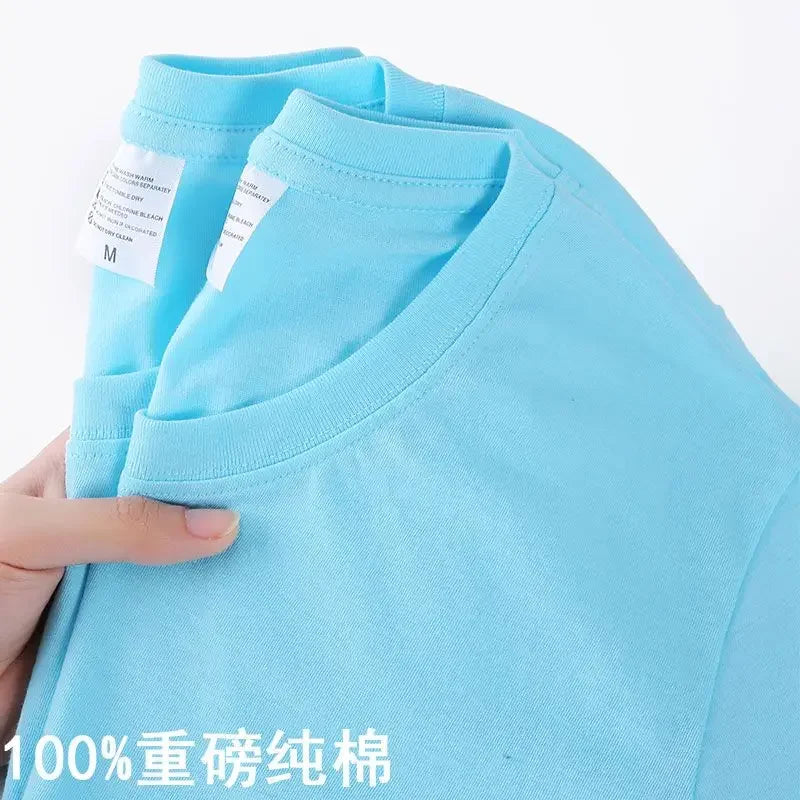 100% Cotton Unisex T-Shirt – Solid Color O-Neck Short Sleeve Tee, Korean Loose Fit (M–4XL)
