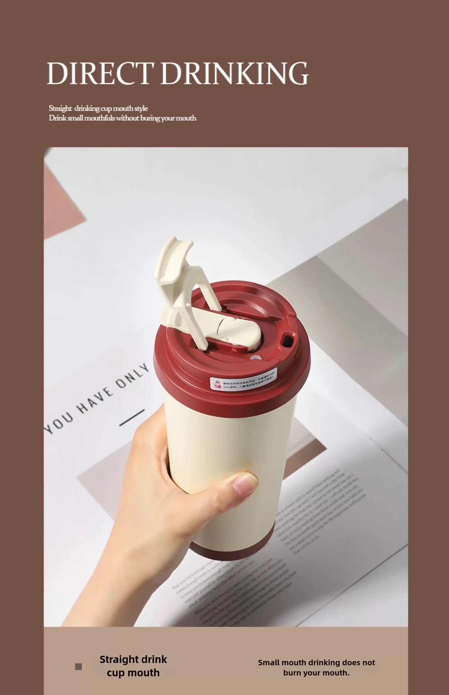 530ml Travel Coffee Mug – Reusable with Seal Lid, Stainless Steel & Ceramic Liner, Perfect for On-the-Go Coffee