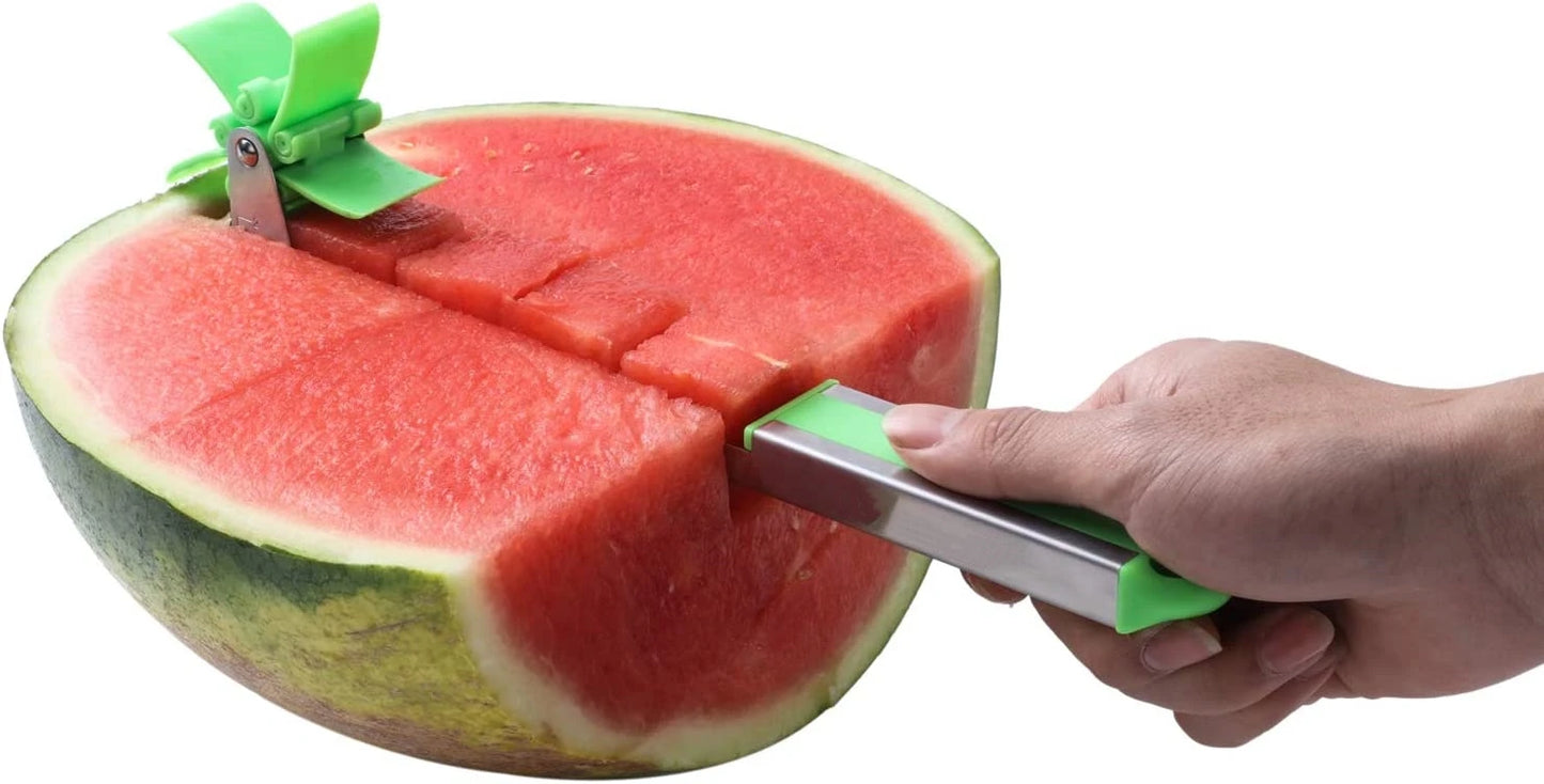 Stainless Steel Watermelon Slicer with Windmill Blade – Easy Fruit Cutter & Salad Tool for Kitchen