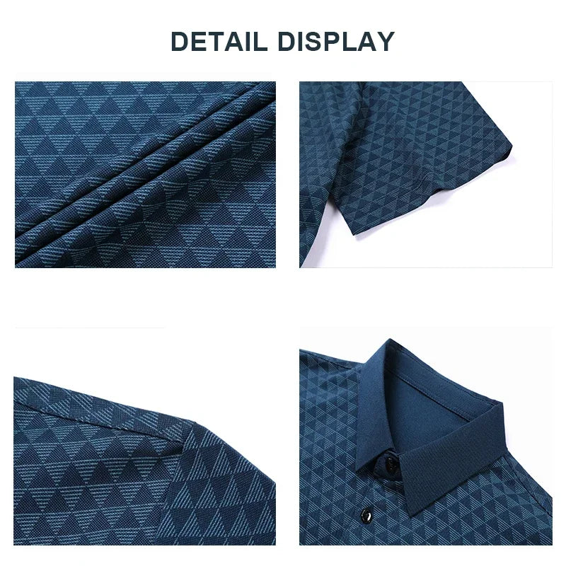 Men’s Breathable Ice Silk Polo Shirt – Seamless Short Sleeve Business Casual Summer Top