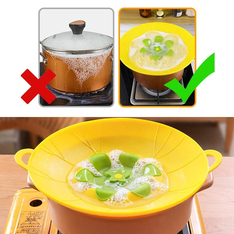 Silicone Spill Stopper Lid – Boil-Over Guard Food-Grade Silicone Pot & Pan Cover for Kitchen Use