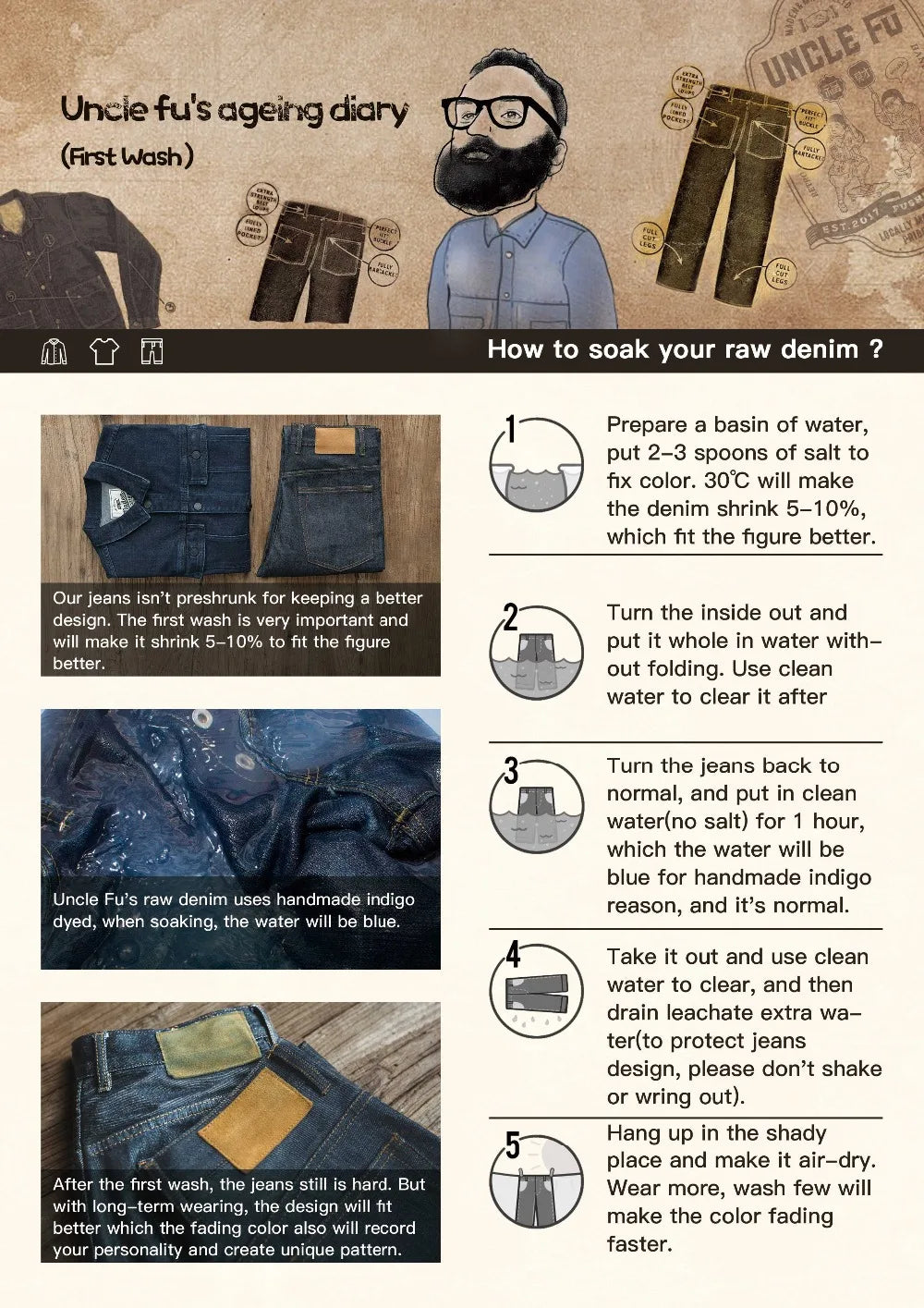 Maden 14oz Raw Selvedge Denim Jeans for Men – Vintage Straight Fit with Horsehide Leather Patch, Paris Buckle Style – Ideal for Spring & Fall