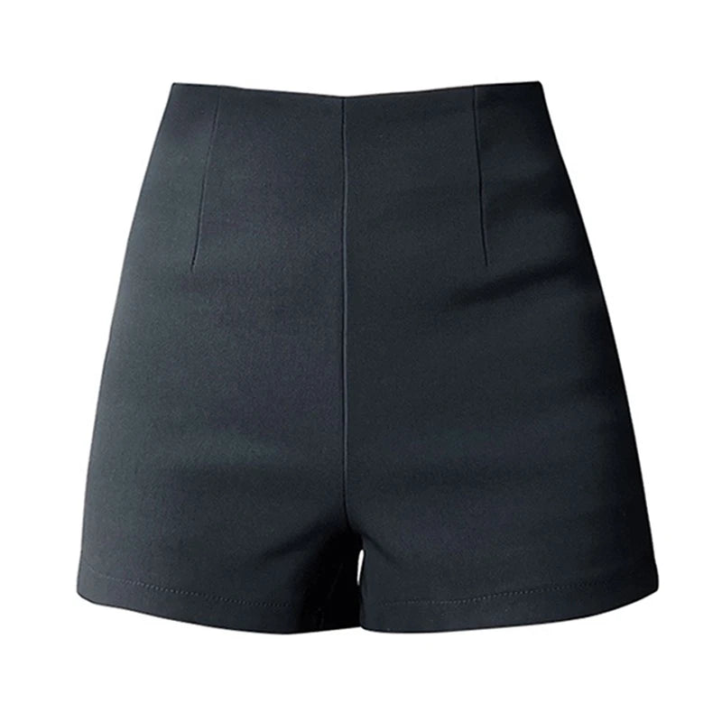 Women's Slim Fit Black Shorts – Korean Streetwear Style, High Elasticity, Clubwear & Casual Fashion for Autumn