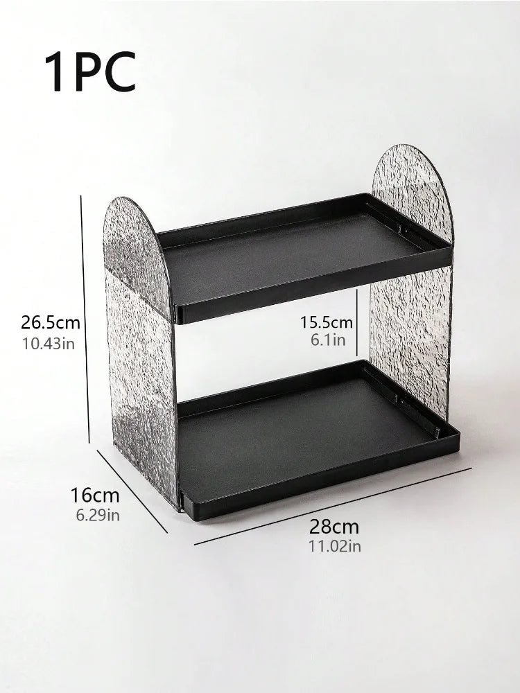 Clear Acrylic Makeup Organizer – Double-Layer Lipstick & Skincare Storage Box, Desktop Display Rack