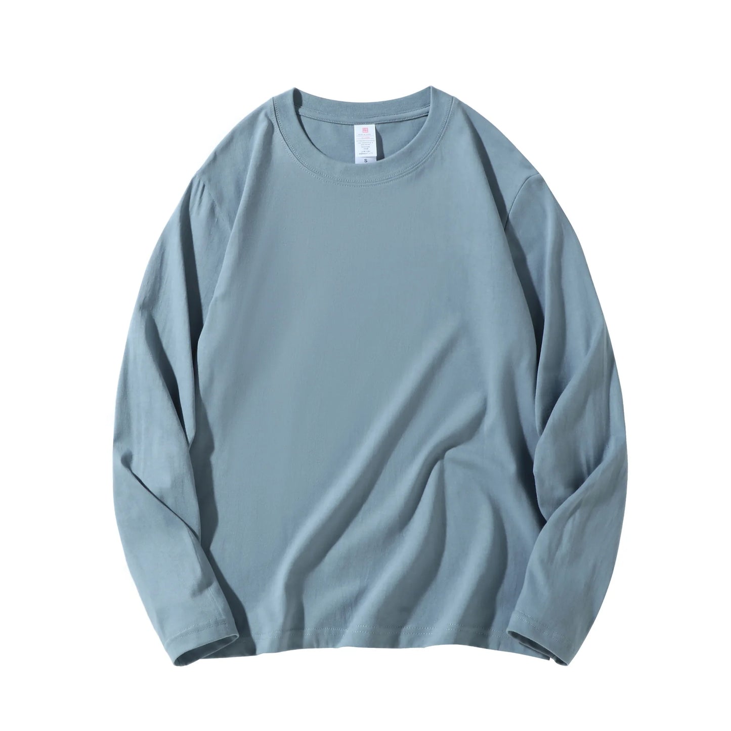 Men's 100% Cotton Long Sleeve T-Shirt – Solid Color, Round Neck Casual Top (MRMT 2025)
