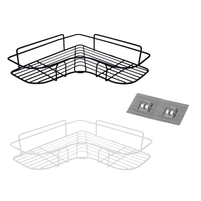 Corner Iron Bathroom Shelf Kitchen Organizer Rack Shower Caddy for Shampoo and Accessories Storage