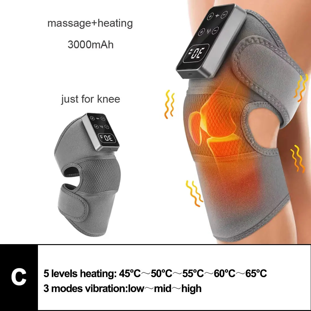 3-in-1 Electric Heated Knee Massager Pad with Vibration – Hot Compress for Shoulder, Elbow & Joint Muscle Relief