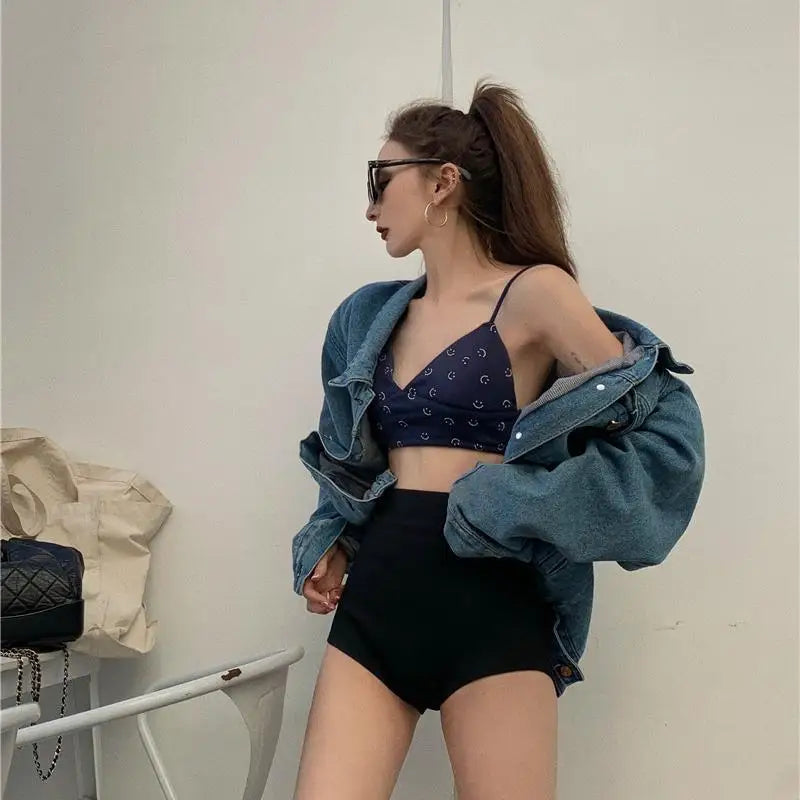 Women's High-Waist Black Shorts – Slim Fit Solid Color Summer Bottoms for Dance, Club, K-pop, and Streetwear Style (Up to 5XL)