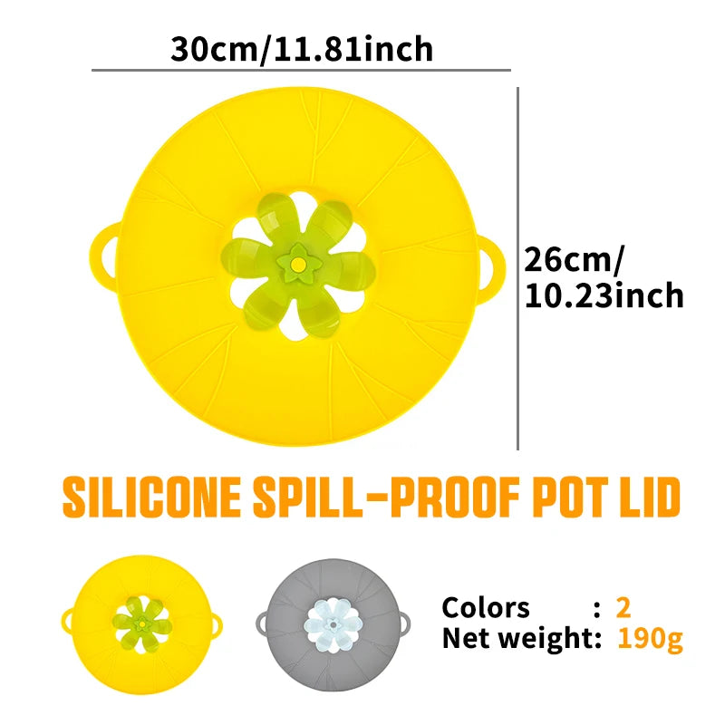 Silicone Spill Stopper Lid – Boil-Over Guard Food-Grade Silicone Pot & Pan Cover for Kitchen Use