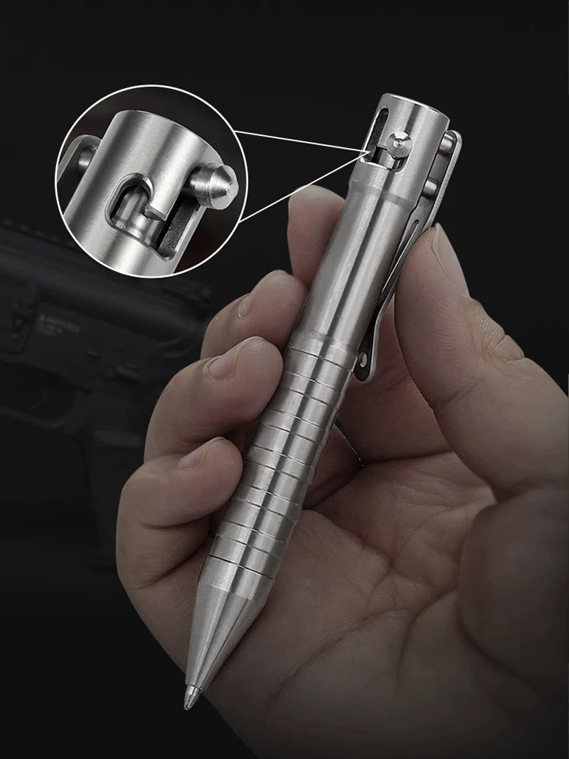 Titanium Tactical Ballpoint Pen – Bolt Action Business Pen with Glass Breaker, Self-Defense Survival EDC Tool