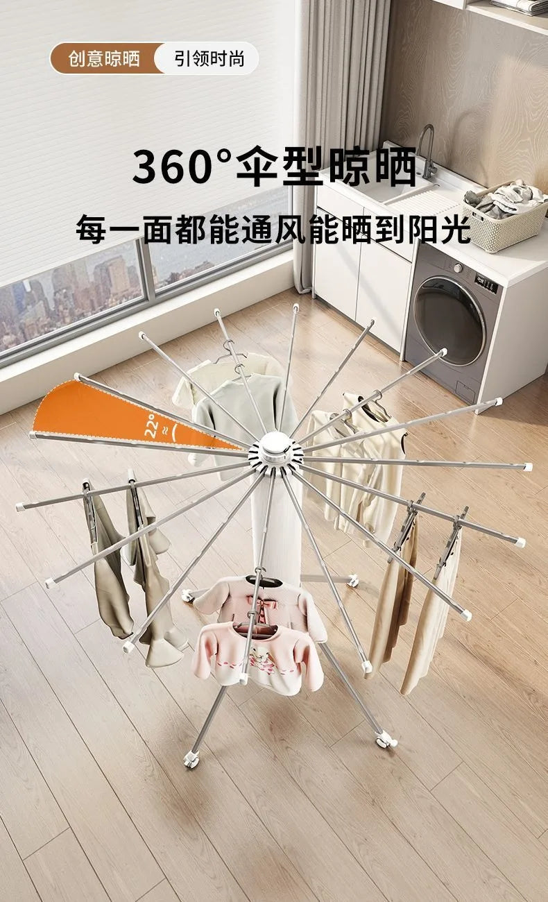 Compact Double-Layer Folding Drying Rack for Floor-to-Ceiling Balcony Use