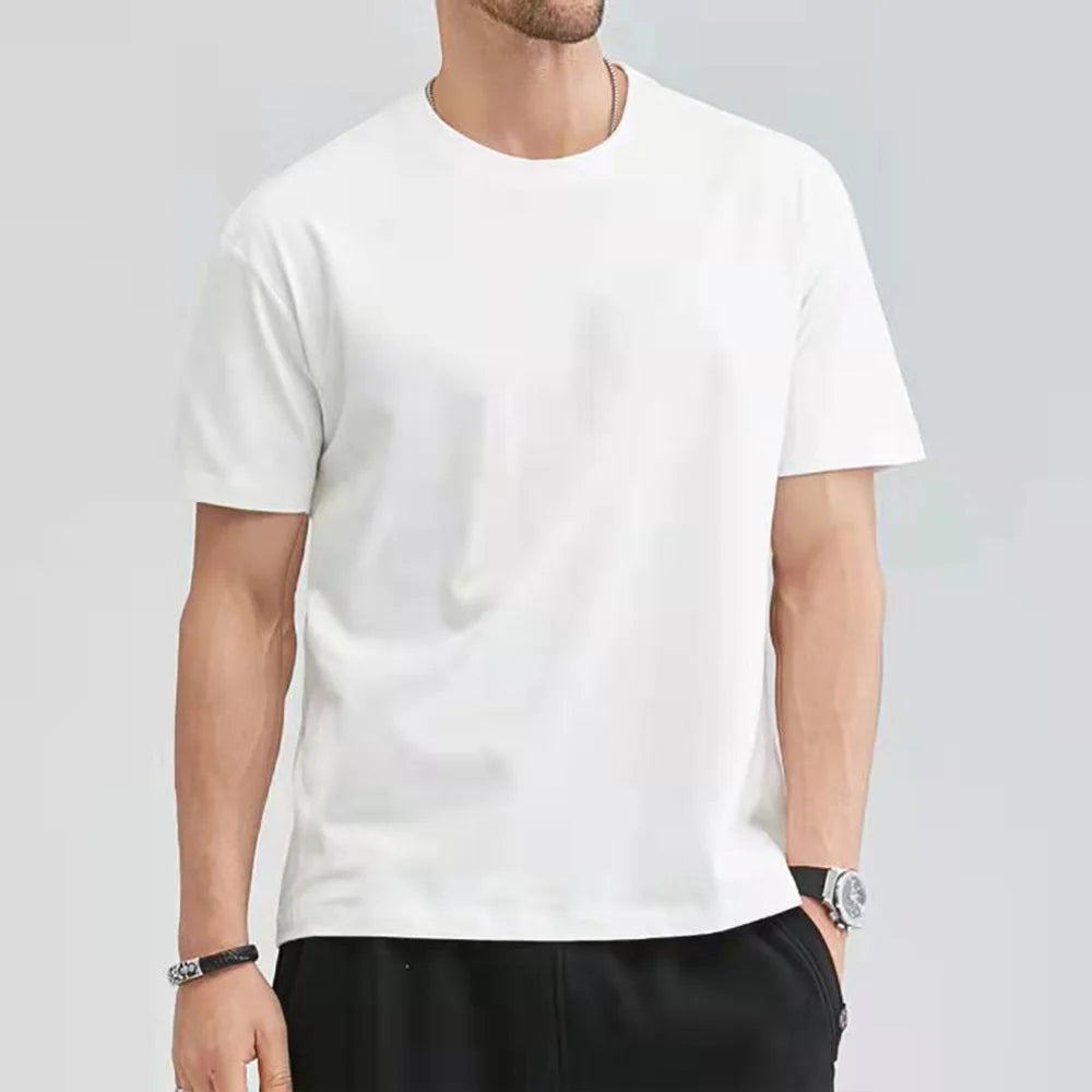 Unisex Loose Fit Cotton T-Shirt – Solid Color, Short Sleeve, Casual O-Neck Basic Tee for Summer 