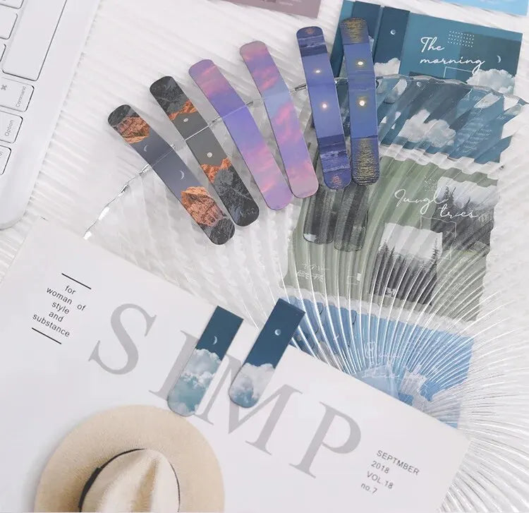 2pcs Magnetic Forest-Themed Bookmarks – Landscape Design for Book Lovers & Readers
