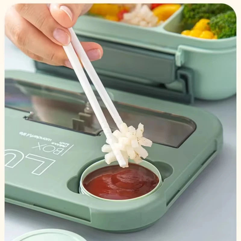 1300ML 4-Compartment Bento Lunch Box with Cutlery – Microwave & Dishwasher Safe, Leakproof Food Container for School, Work & Adults