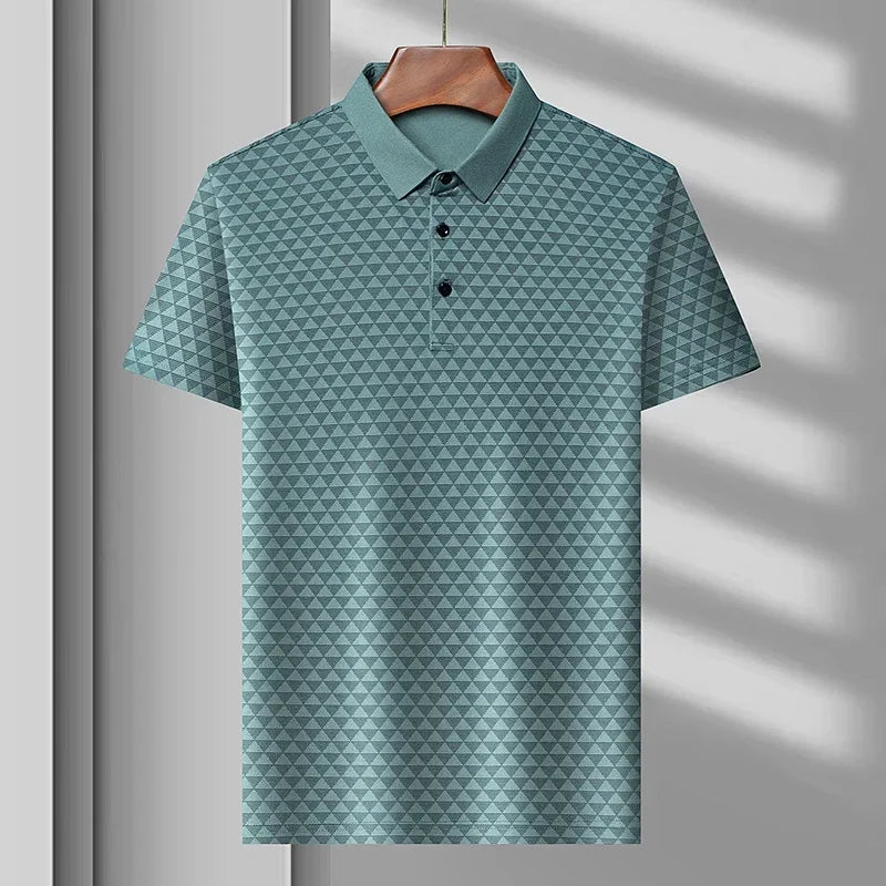 Men’s Breathable Ice Silk Polo Shirt – Seamless Short Sleeve Business Casual Summer Top