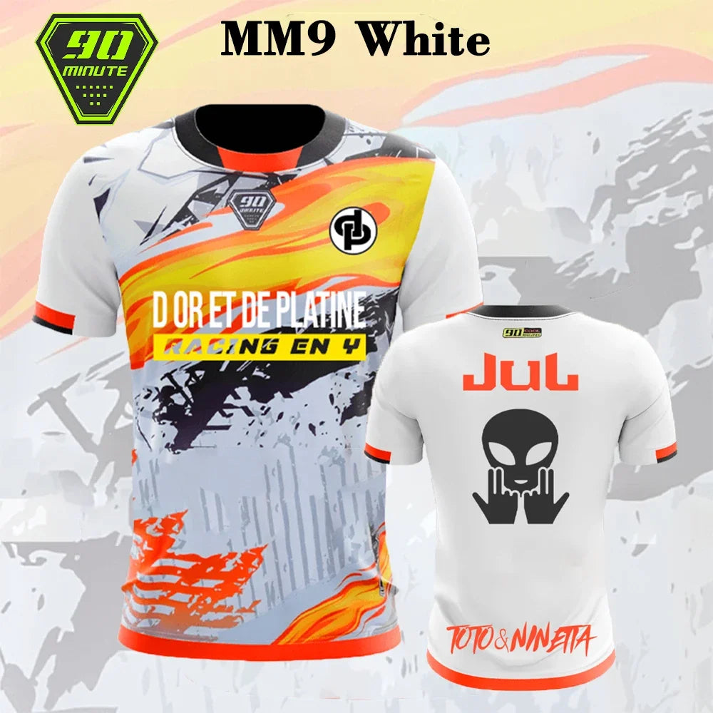 2025 Summer Men’s 90-Minute Series Loose Fit Breathable 3D Printed Short Sleeve Sports Fitness Oversized T-Shirt