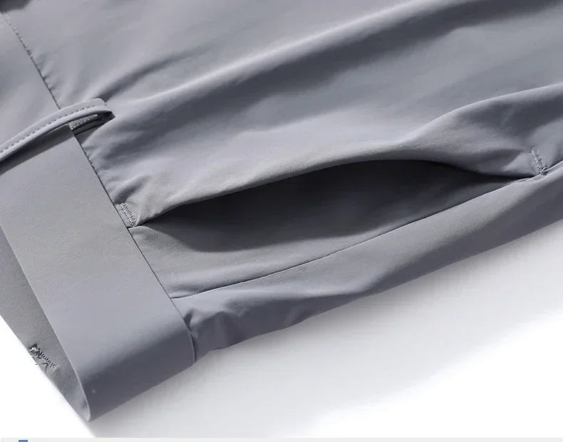 Men's Summer Lightweight Stretch Suit Pants – Slim Fit Korean Style Business Casual Trousers with Elastic Waist