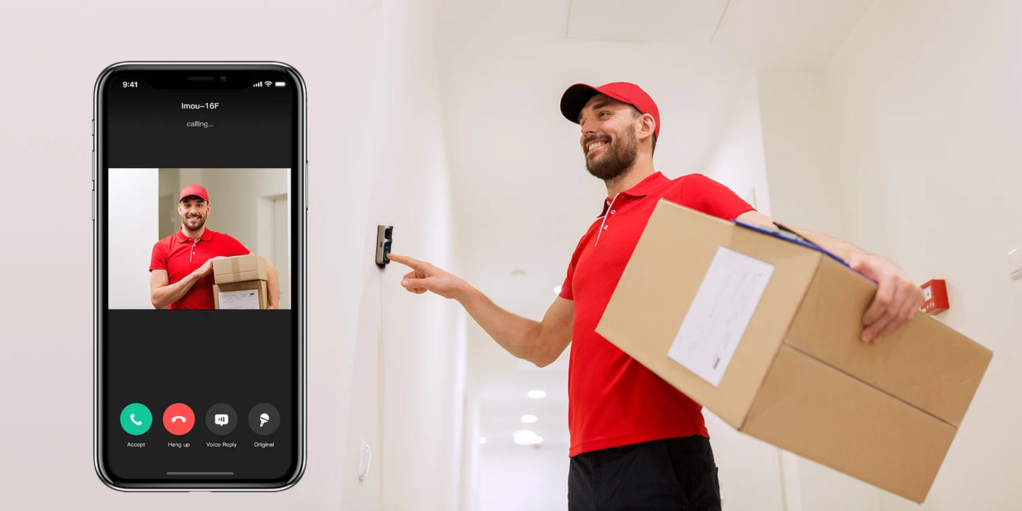 IMOU Video Doorbell 2S with Chime, Rechargeable 5000mAh Battery, Human Motion Detection, Two-Way Audio, Waterproof, Fully Wireless