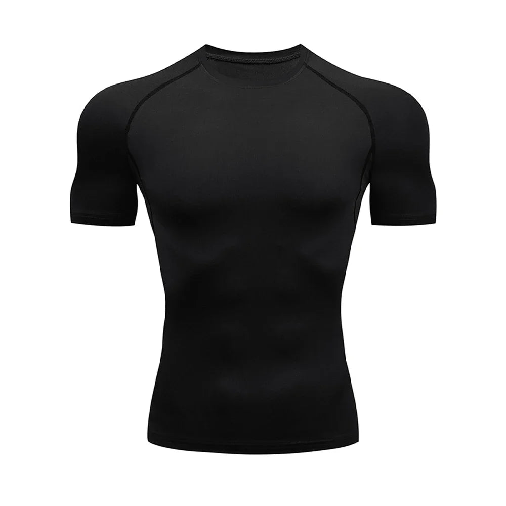Men’s Summer Compression Workout T-Shirt – Tight-Fit Quick-Dry Athletic Tee for Gym, Running, and Fitness Training