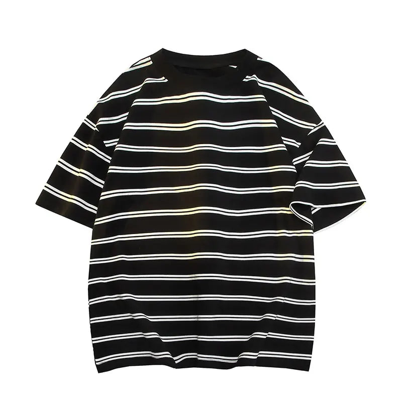 Men’s Striped Cotton T-Shirt – Casual Summer Fashion Tee, Oversized Fit, Available Up to 5XL, Funny and Stylish Design 