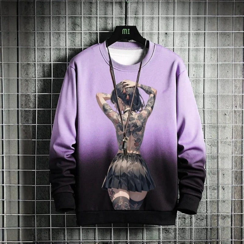 3D Printed Anime Character Long Sleeve T-Shirts for Men – Autumn Oversized O-Neck Sportswear Pullover