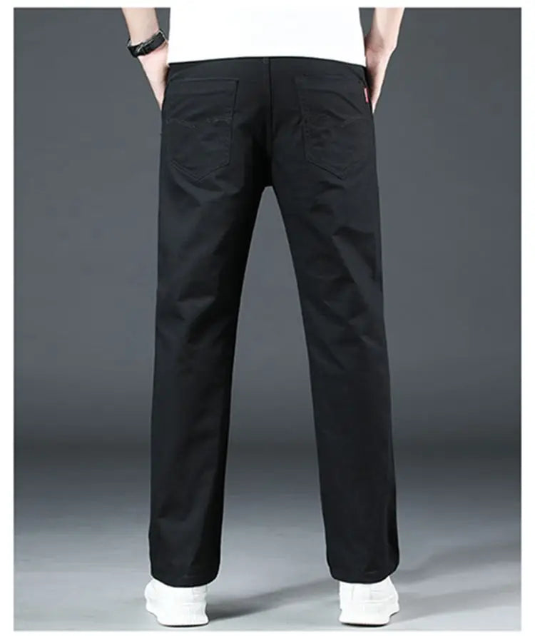 Men's Spring Loose-Fit Cotton Work Trousers – Durable Outdoor Straight-Leg Casual Business Pants 