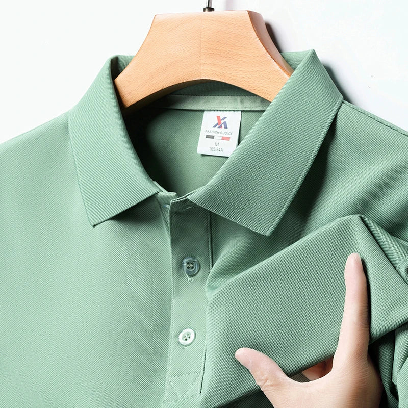 Men's Solid Color Polo Shirt – Summer Short Sleeve, Breathable & Comfortable Casual Top