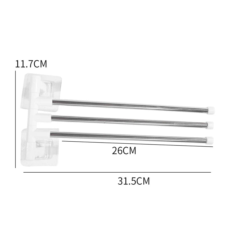 Rotating Bathroom Towel Rack – Punch-Free Wall-Mounted Stainless Steel Organizer with Suction Cup