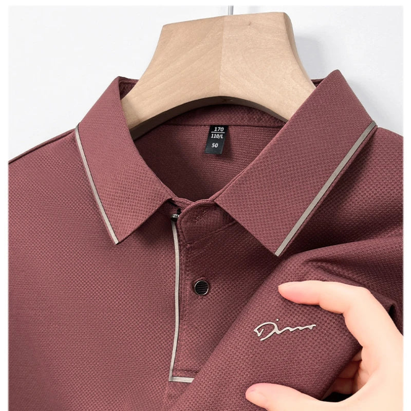 Men’s Premium Seamless Polo – Luxury Cool Fabric, Slim Fit, Anti-Wrinkle, Business‑Casual Golf Tee