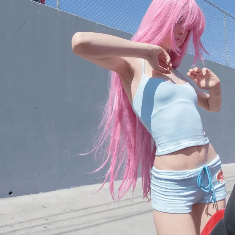 Y2K Style Crop Top with Graphic Letter Print – Grunge Streetwear Harajuku Casual Summer Camisole for Emo Girl Aesthetic, Paired with Sexy Women’s Shorts and Pants