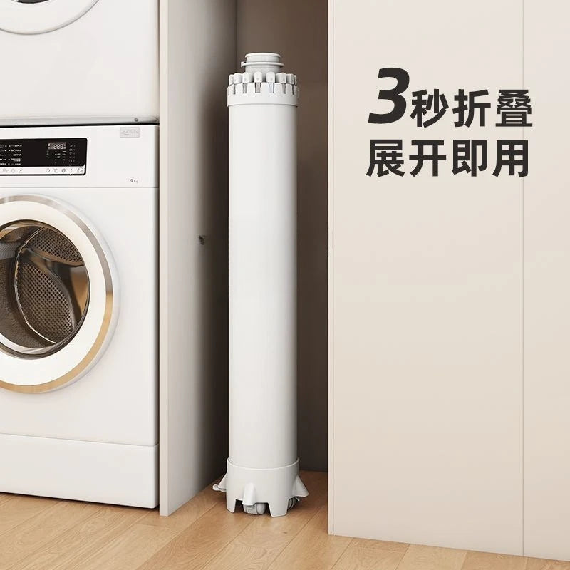 Compact Double-Layer Folding Drying Rack for Floor-to-Ceiling Balcony Use