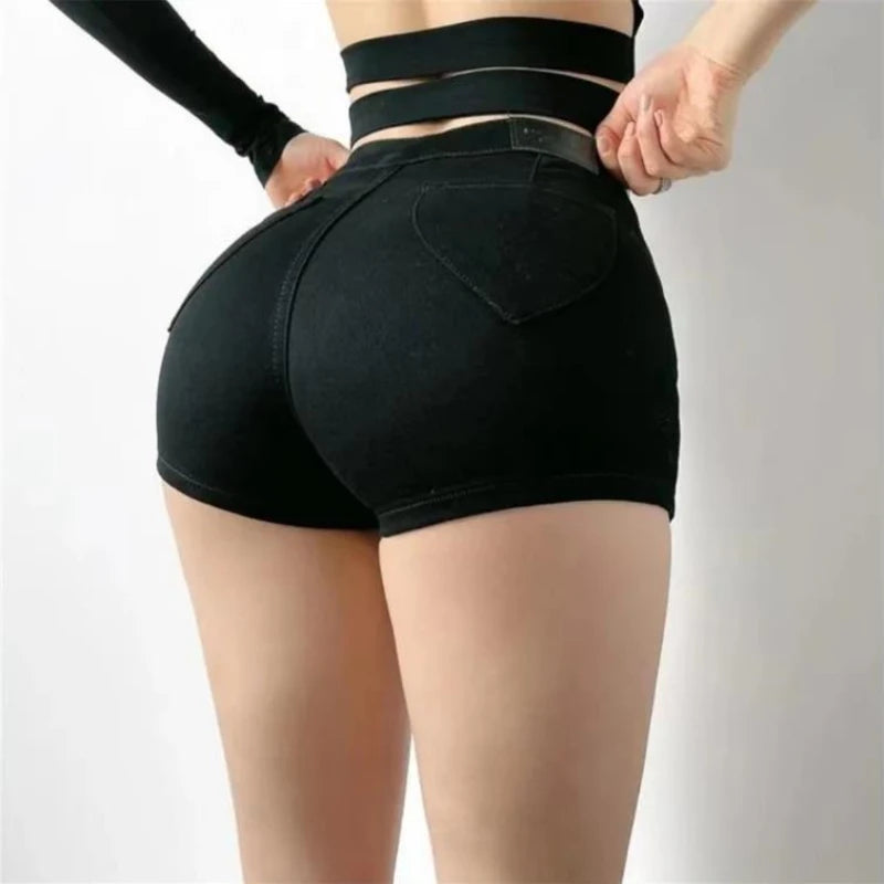 Trendy Slim Fit Women's Shorts – Solid Color, Retro-Inspired Summer Streetwear in 3 Colors