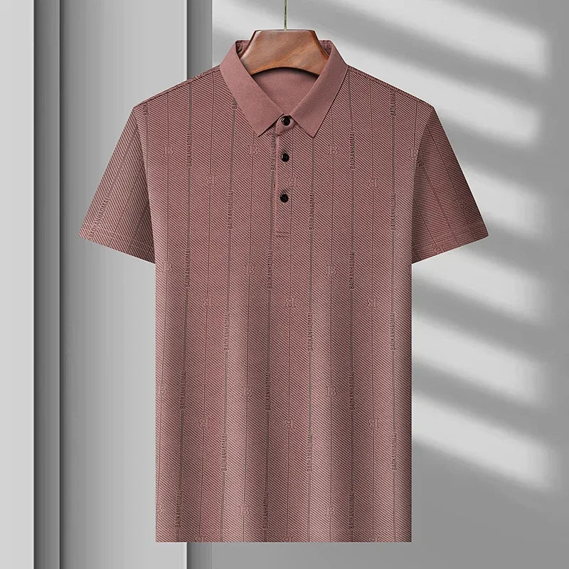 Men’s Breathable Ice Silk Polo Shirt – Seamless Short Sleeve Business Casual Summer Top