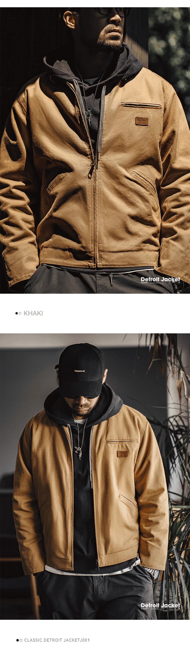 Maden Retro Interstellar J001 Canvas Detroit Hunting Jacket – Heavy-Duty Work Coat with Lapel Collar and Multiple Pockets