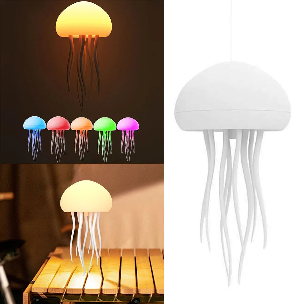 Voice-Controlled RGB Jellyfish Night Light – Gradient Bedside & Desk Lamp for Home or Office Decoration