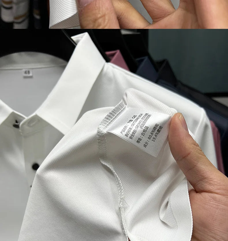 Men's Premium Printed Polo Shirt – Short Sleeve, Seamless Ice Silk, Breathable Golf & Business Casual Summer Tee