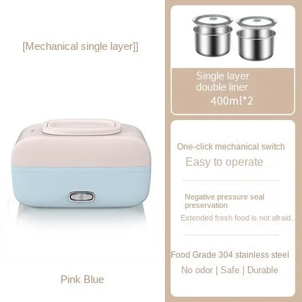 Portable Electric Lunch Box with Self-Heating, 220V Rice Cooker and Multi-Function Food Steamer