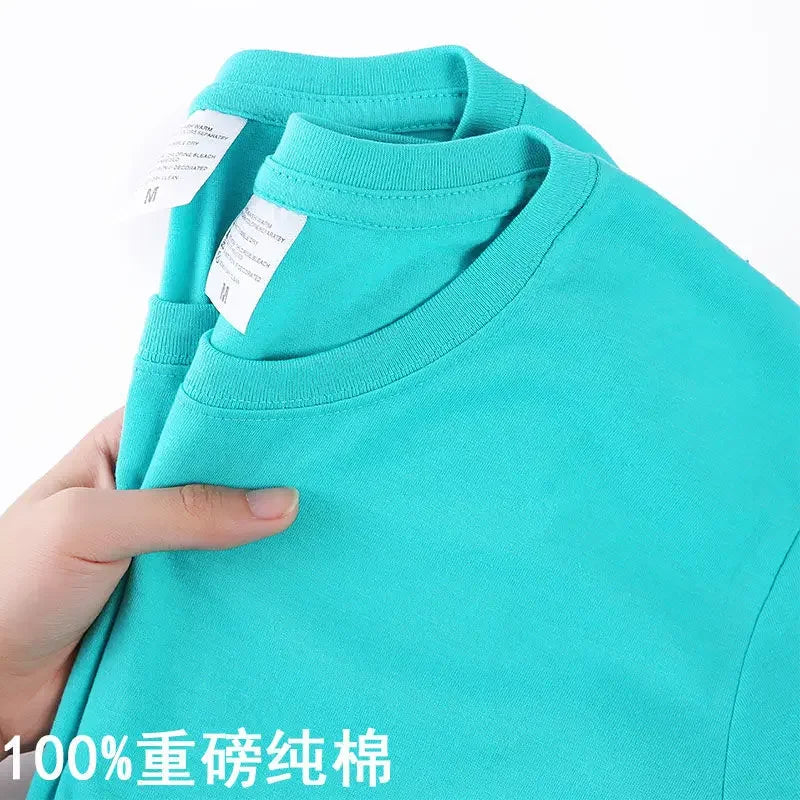 100% Cotton Unisex T-Shirt – Solid Color O-Neck Short Sleeve Tee, Korean Loose Fit (M–4XL)