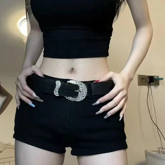 Low-Waist European Denim Shorts for Women – Summer Y2K Streetwear, Solid Color, Sexy & Versatile Hot Pants