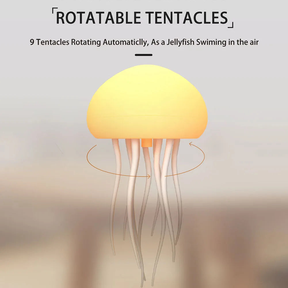 Voice-Controlled RGB Jellyfish Night Light – Gradient Bedside & Desk Lamp for Home or Office Decoration