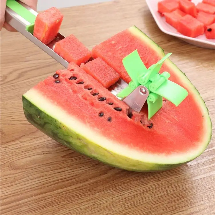 Stainless Steel Watermelon Slicer with Windmill Blade – Easy Fruit Cutter & Salad Tool for Kitchen