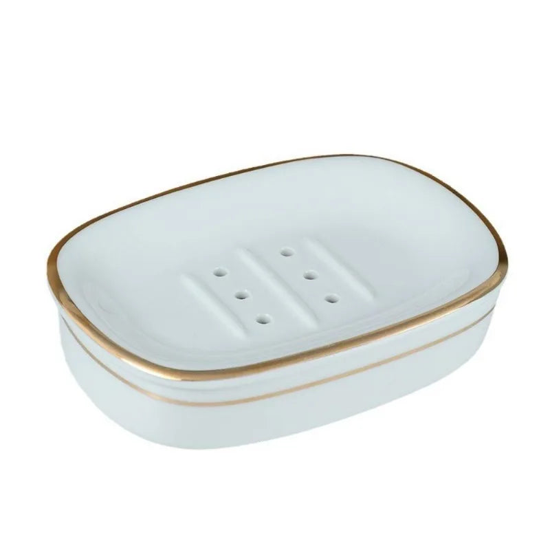 Luxury Ceramic Soap Dish with Irregular Stripes and Perforated Drainage – Household Bathroom Accessory with Washstand Gargle Cup