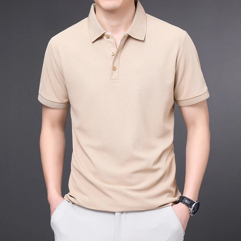 Men's Plain Short-Sleeve Polo Shirt – Summer Casual & Business Wear, Lightweight and Comfortable