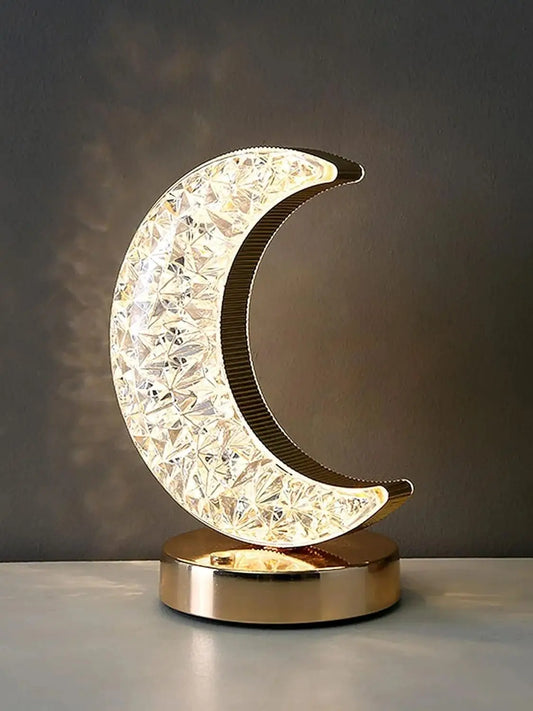 Crystal LED Touch Dimmable Night Light – USB Rechargeable 3D Moon Table Lamp for Bedroom, Home Décor & Ambient Lighting 